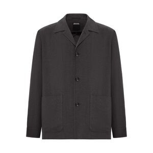 Zegna Men Wool And Linen Mix Jacket With Patched Pockets